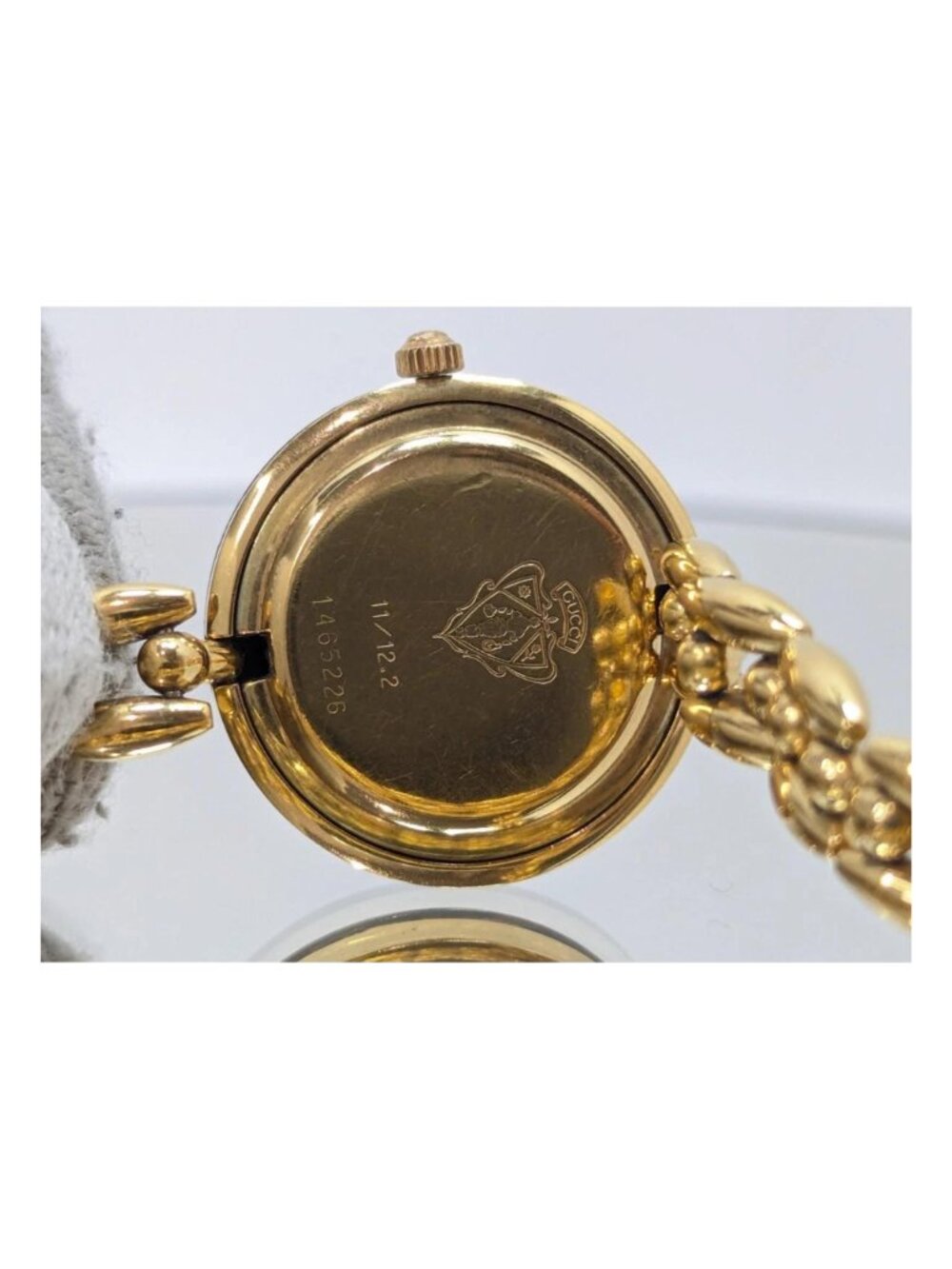 Authentic Vintage Gucci Gold Tone Bracelet Watch Enamel Bezel Women’s Swiss Made - Picture 9 of 15